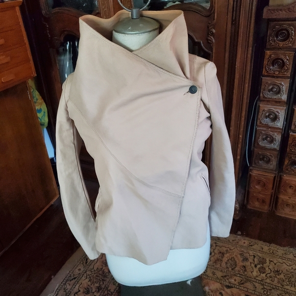 All Saints Jackets & Blazers - All Saints Women's Beige Leather Jacket